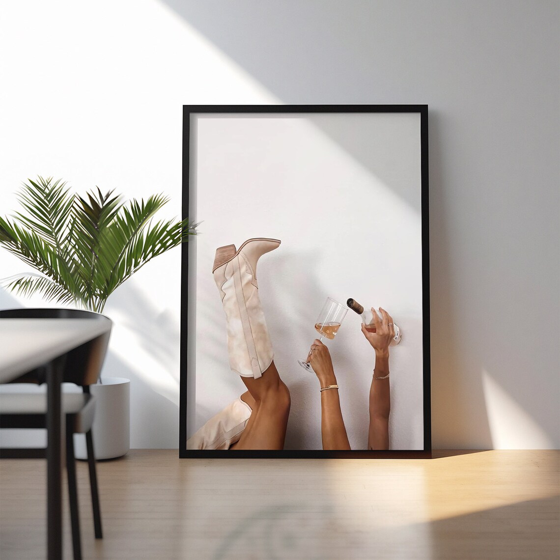 Kicking Back with Wine and Cowboy Boots Fun Lifestyle Poster