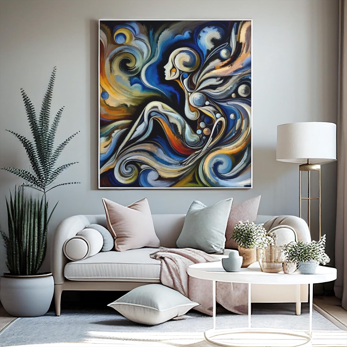 Mystical Abstract Goddess Surreal Painting Cosmic Fantasy Wall Art - Image 3