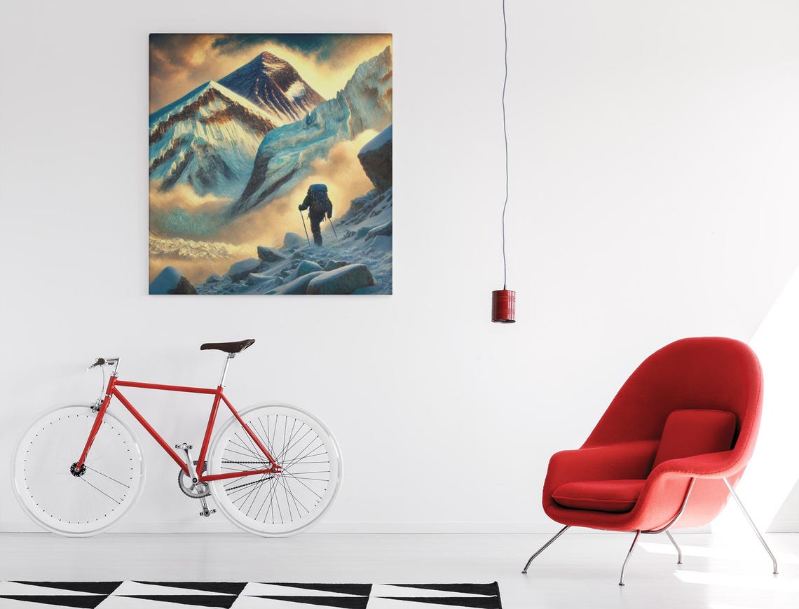Mount Everest Wall Art Hiking Adventure Print Mountain Climber Snowy Peak Landscape Decor - Image 3