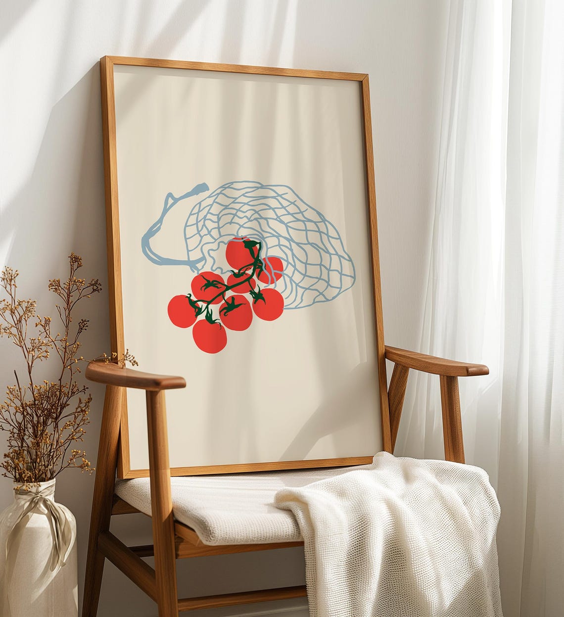 Fresh Red Tomatoes In Mesh Market Bag Modern Kitchen Art Poster - Image 2