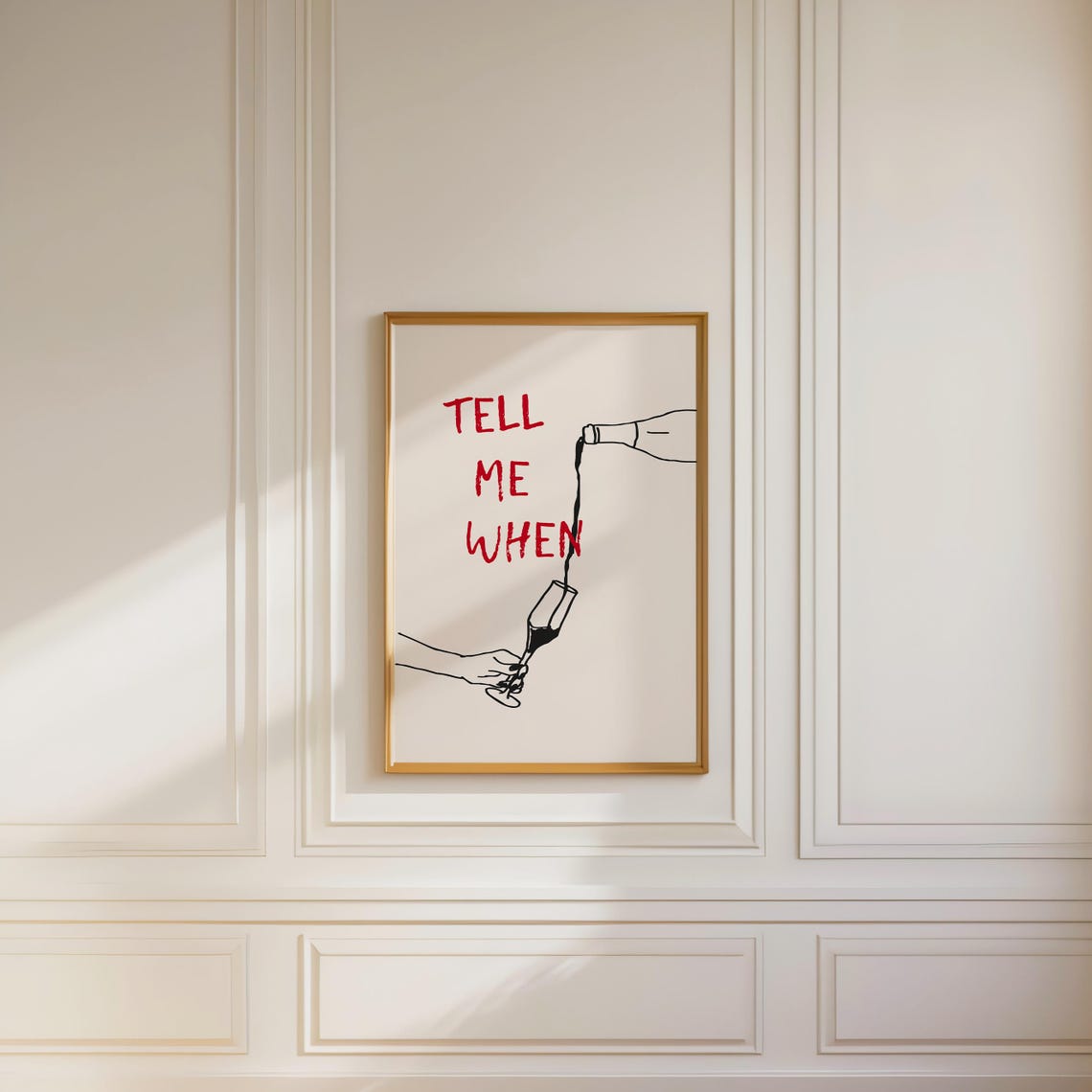 Tell Me When Wine Pour Funny Bar Cart Line Art Kitchen Wall Poster - Image 3