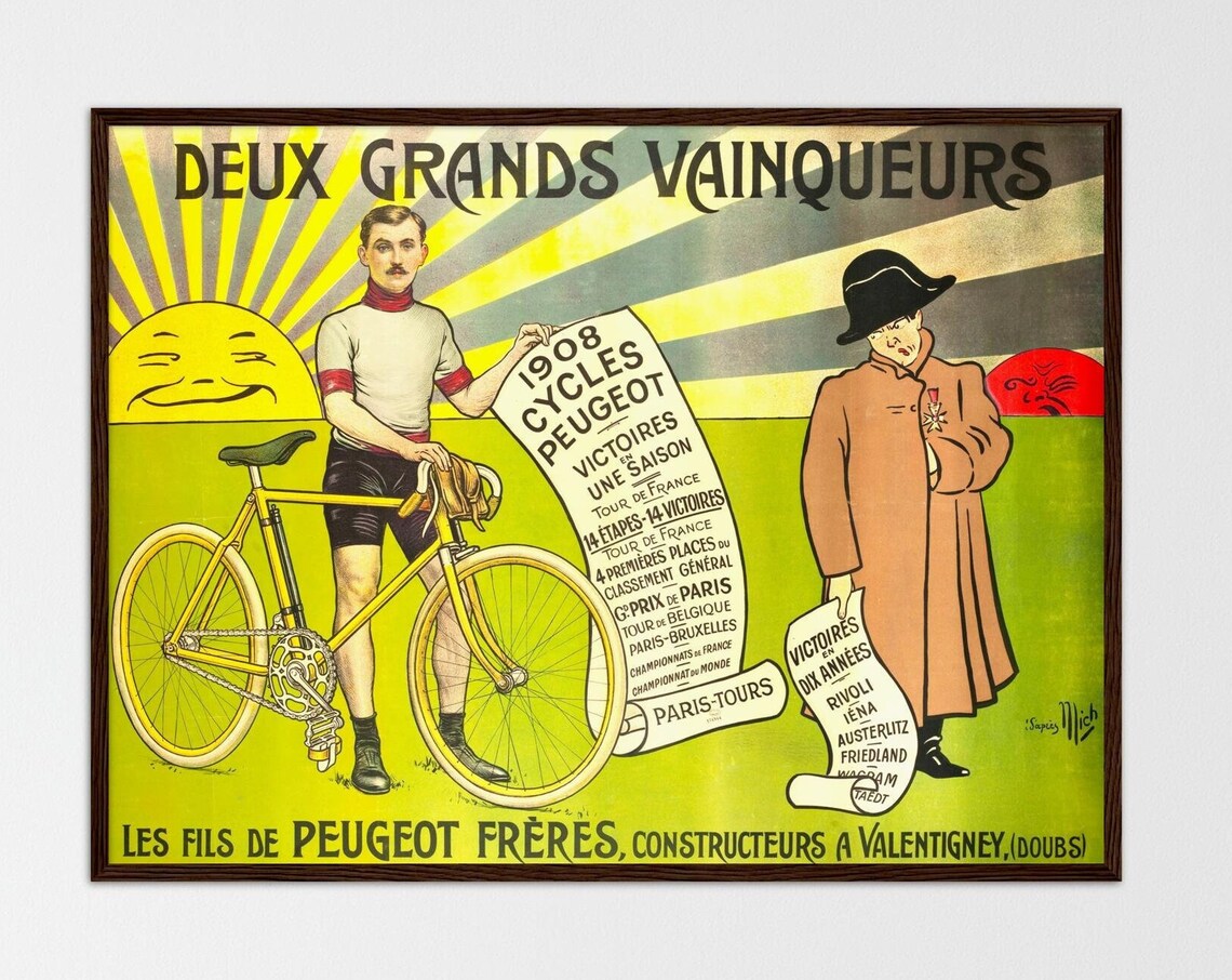 Vintage France Cycling Poster, Art Nouveau Print