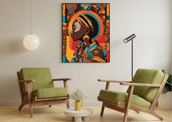 African Abstract Woman Art Print Vibrant Home Decor