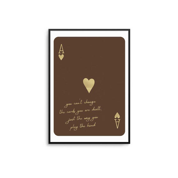 Ace Of Hearts Brown And Gold Wall Art Poster