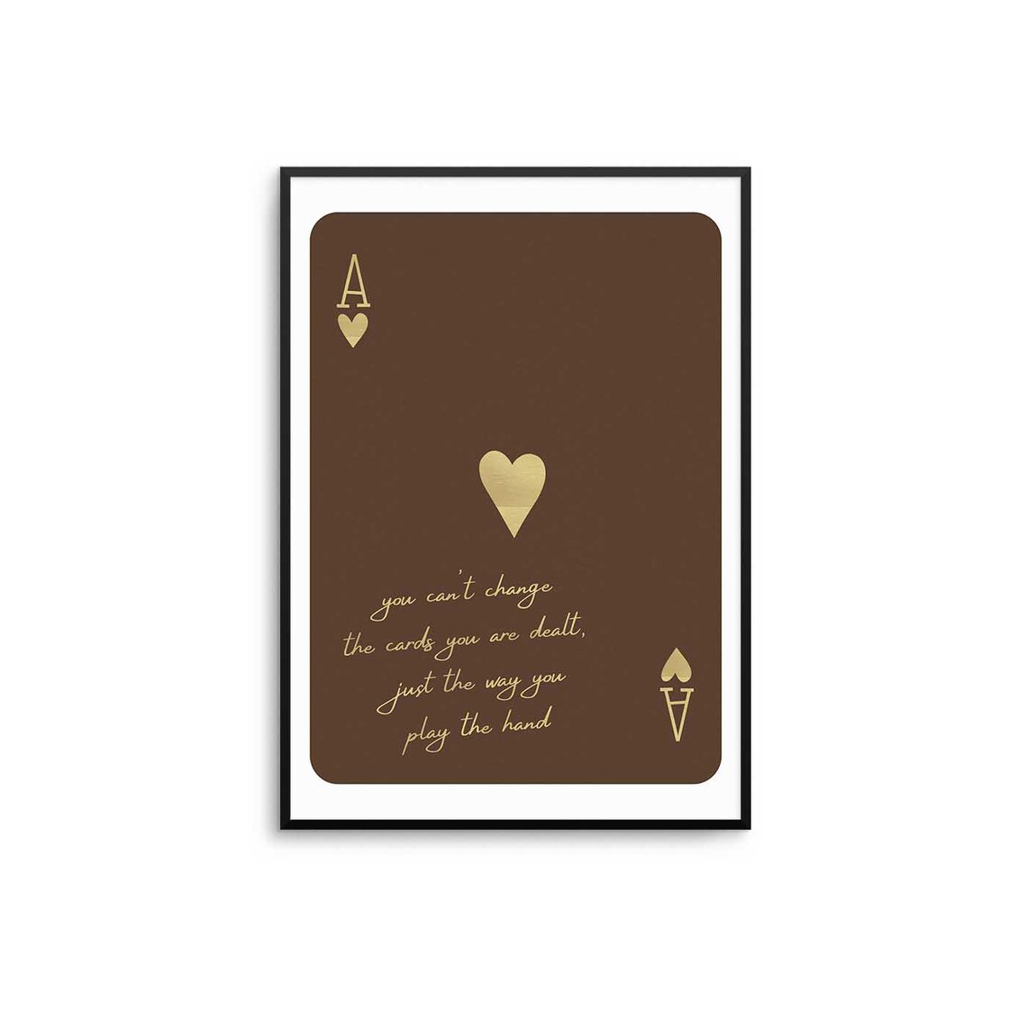 Ace Of Hearts Brown And Gold Wall Art Poster