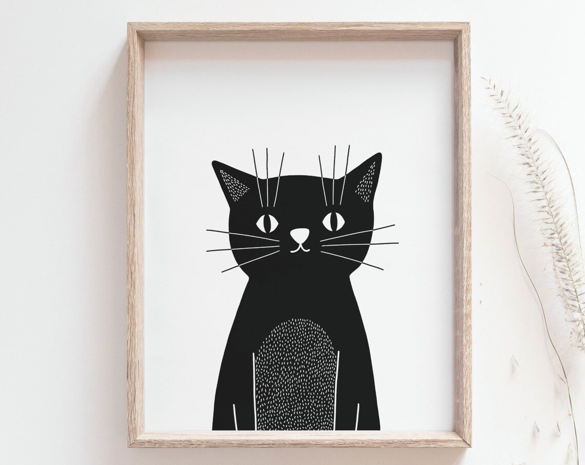 Baby Cat Minimalist Cat Print, Scandinavian Nursery Decor