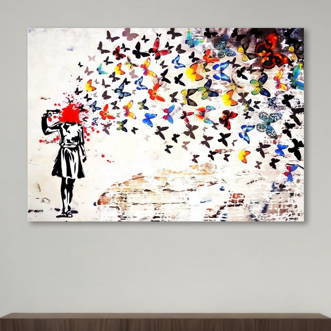 Exploding Butterflies Art Print, Vibrant Street Art