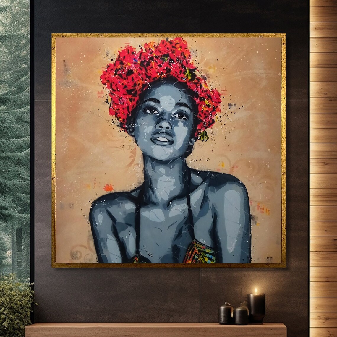 Afro Beauty Painting, Vibrant Pop Art Wall Art Print