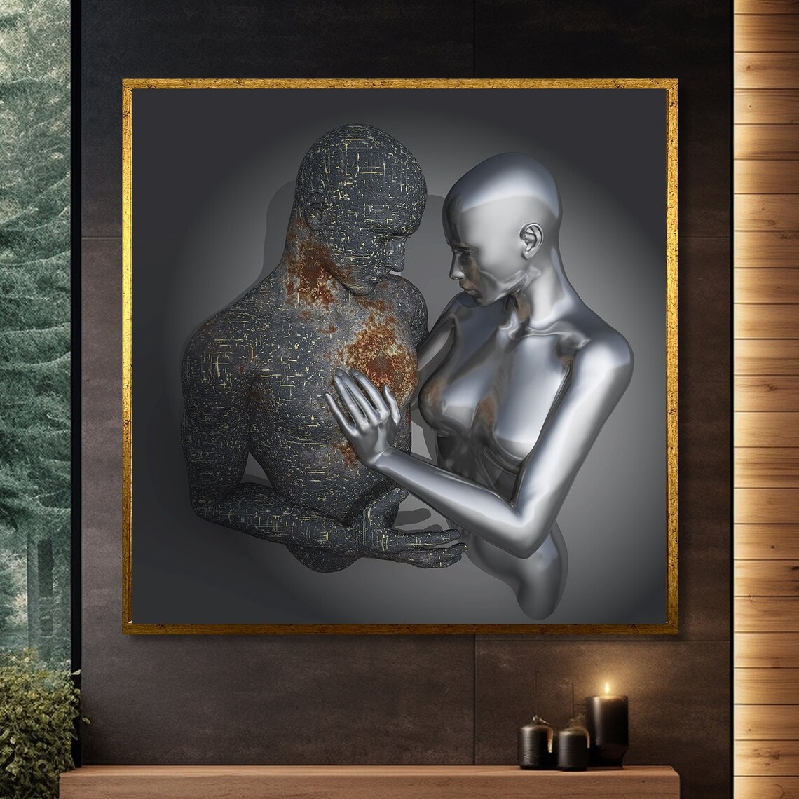 Modern Abstract Painting, Romantic Futuristic Design