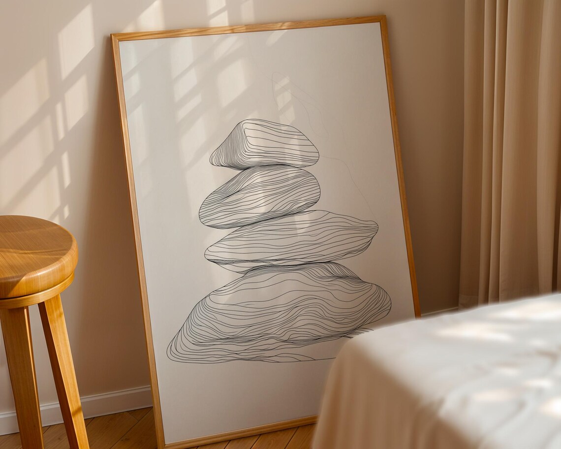 Stacked Rocks Line Art, Minimalist Decor - Image 6