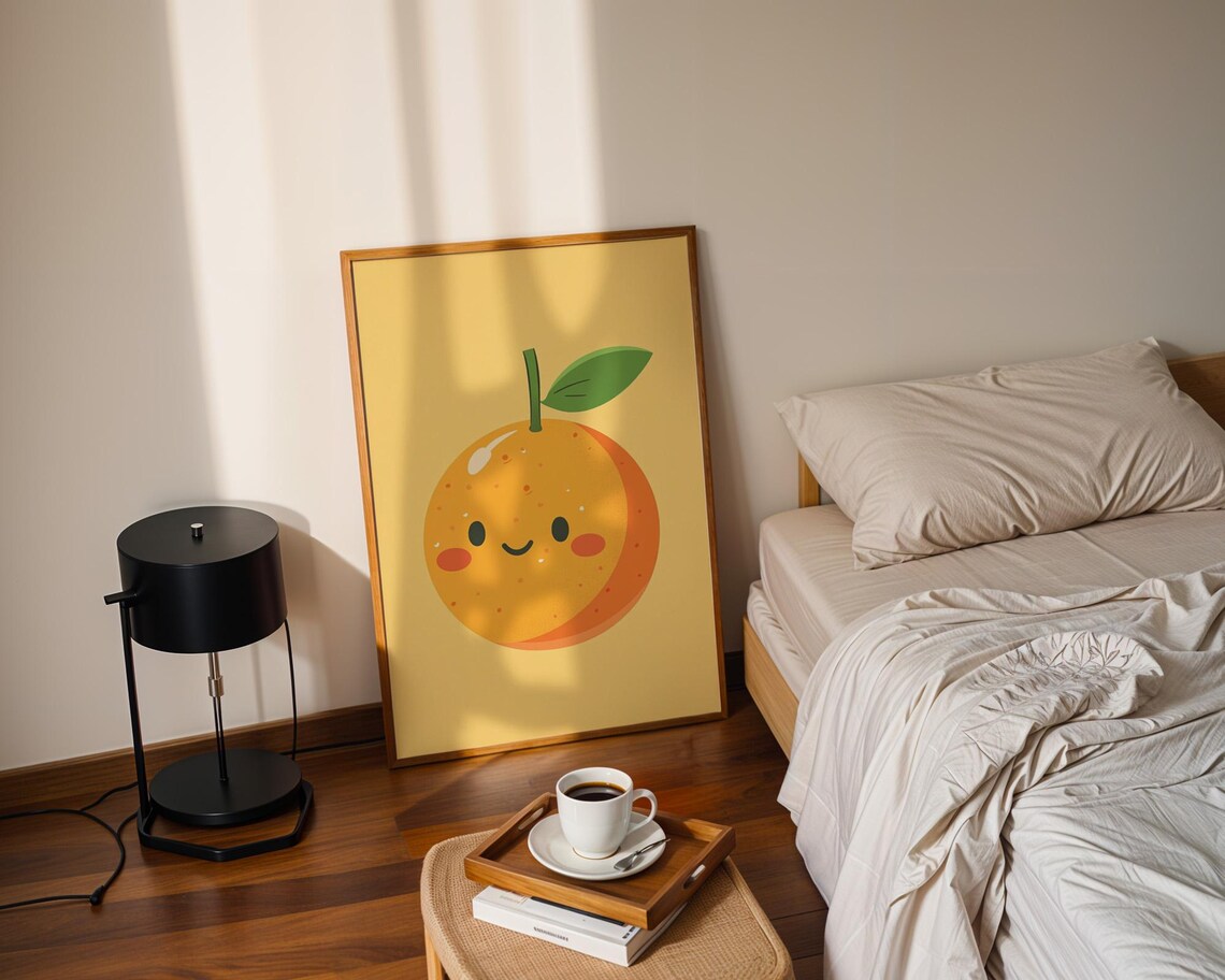 Adorable Orange Poster Wall Art For Home Kitchen Kids Room Decor - Image 2