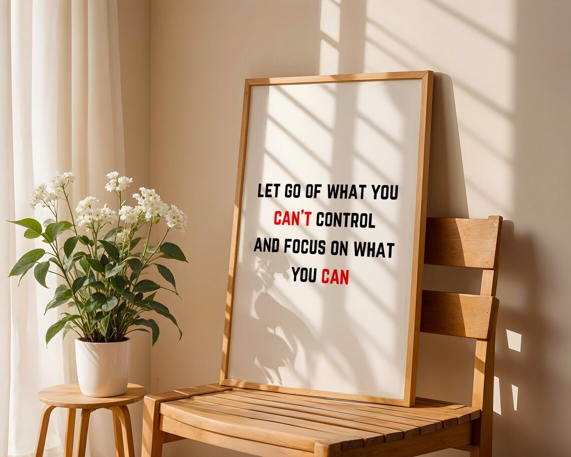 Let Go of What You Can't Control Focus Minimalist Quote Poster - Image 3