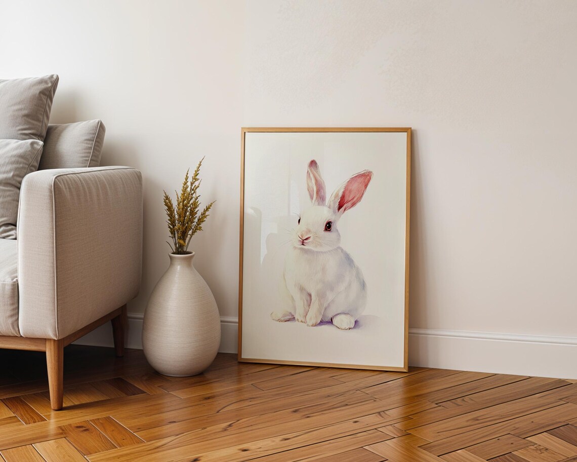 Adorable White Rabbit Art Print, Kitchen Decor - Image 5