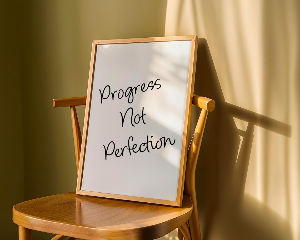 Progress Not Perfection Handwritten Script Quote Poster for Home Office - Image 6
