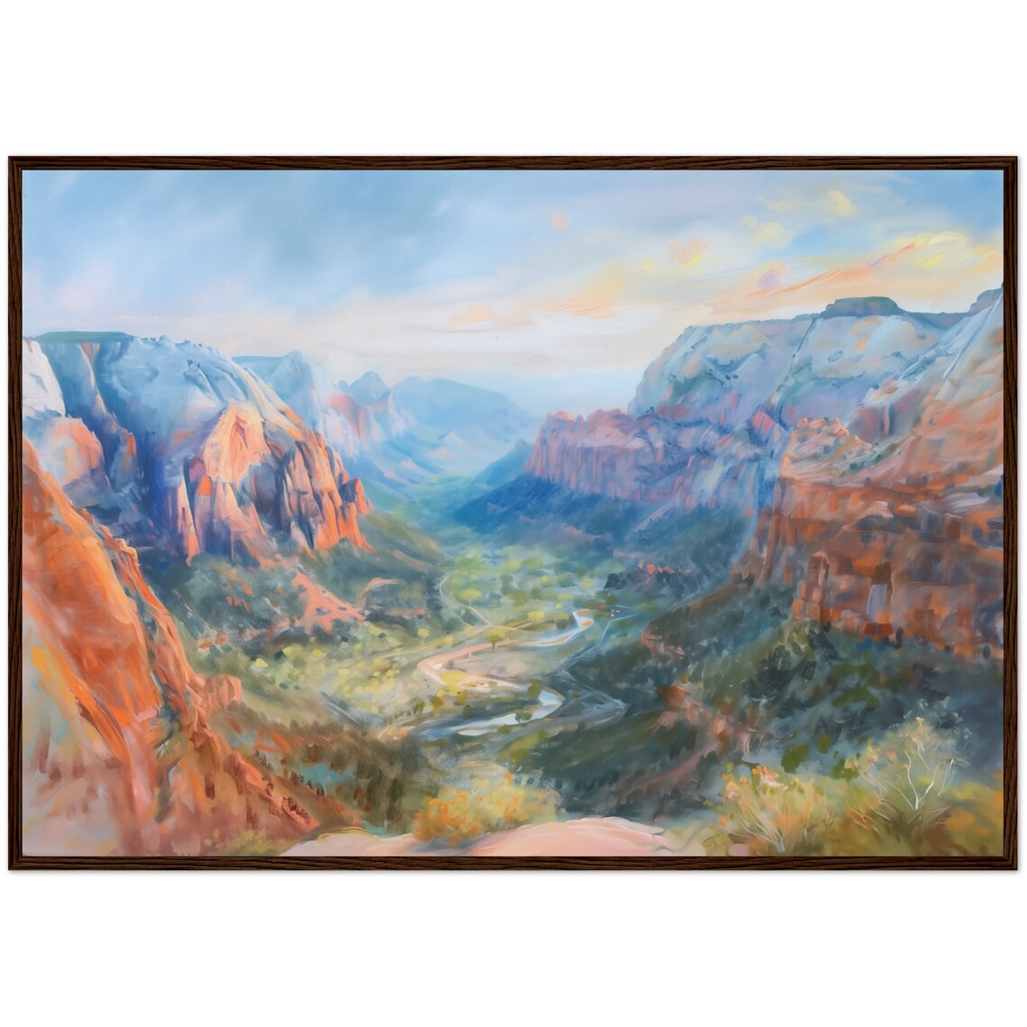 Zion National Park Travel Poster, Utah Canyon Landscape