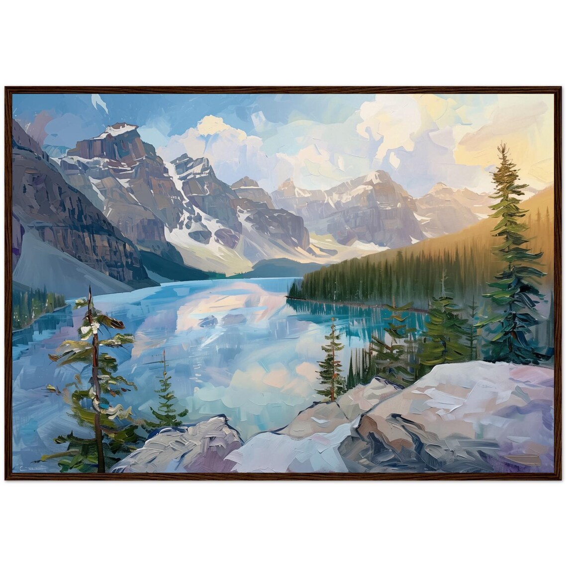 Banff National Park Canadian Rockies Alpine Lake Painting Poster