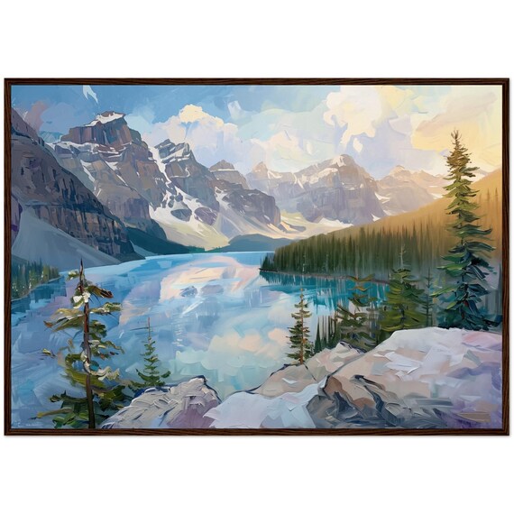 Banff National Park Canadian Rockies Alpine Lake Painting Poster