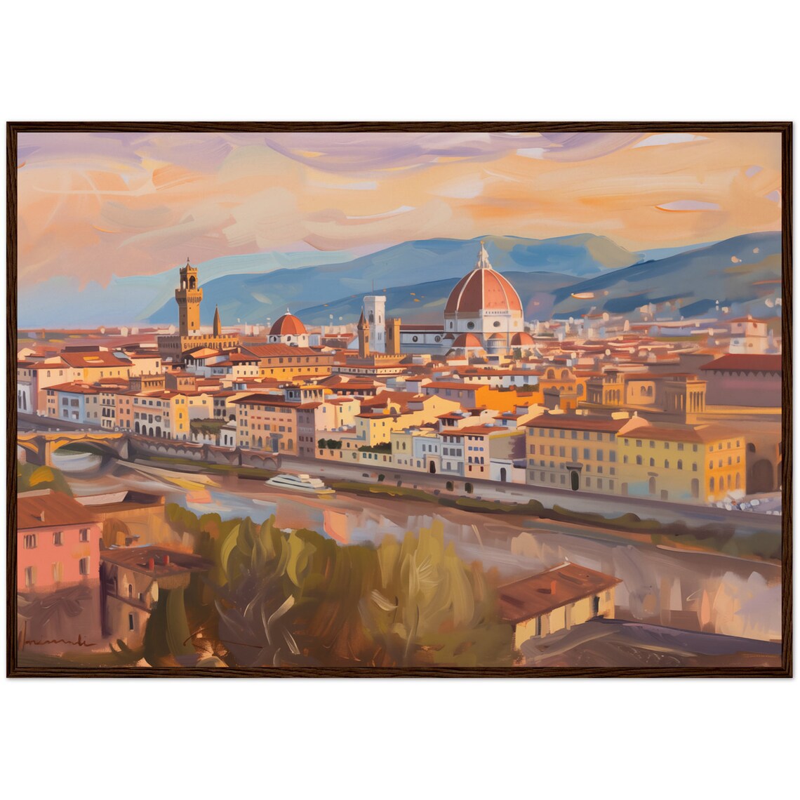 Florence Italy Travel Poster, Modern Cityscape Art