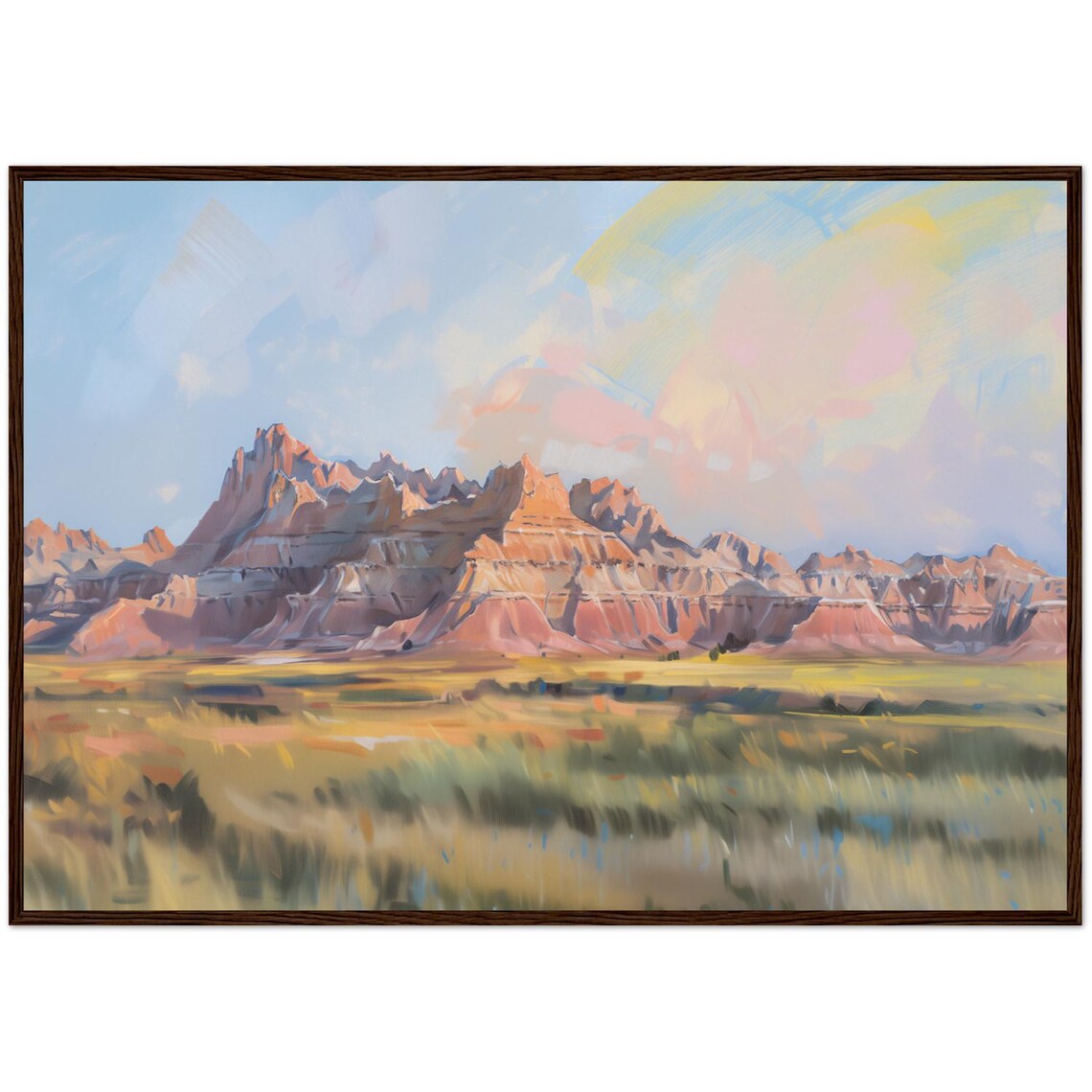Badlands National Park South Dakota Eroded Peaks Oil Painting Poster