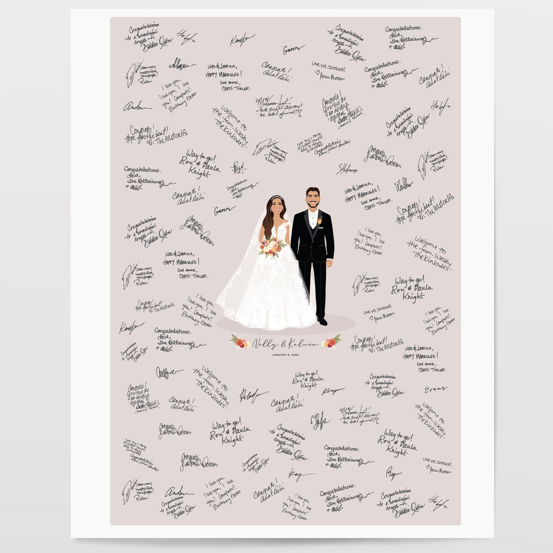 Custom Wedding Portrait For Signing Personalized Wedding Couple Bride And Groom Drawing For Signatures Wedding Guest Book Alternative