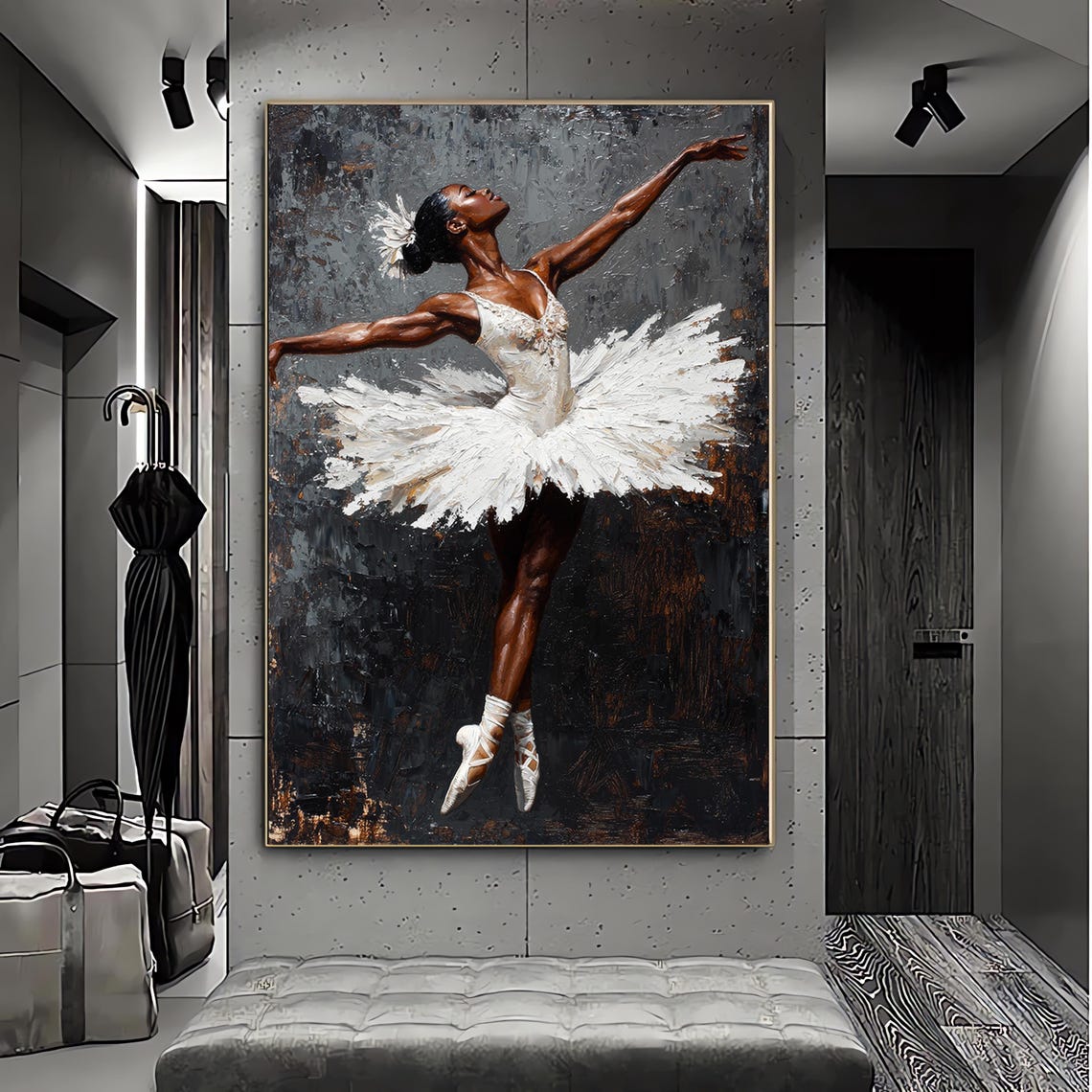 Ballerina In White Dress Black Ballerina Woman Art Ballerina Poster Dancer Girl Print Music Poster