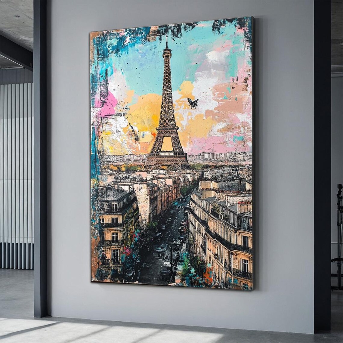 Paris Eiffel Tower Colorful Street Art Cityscape France Poster