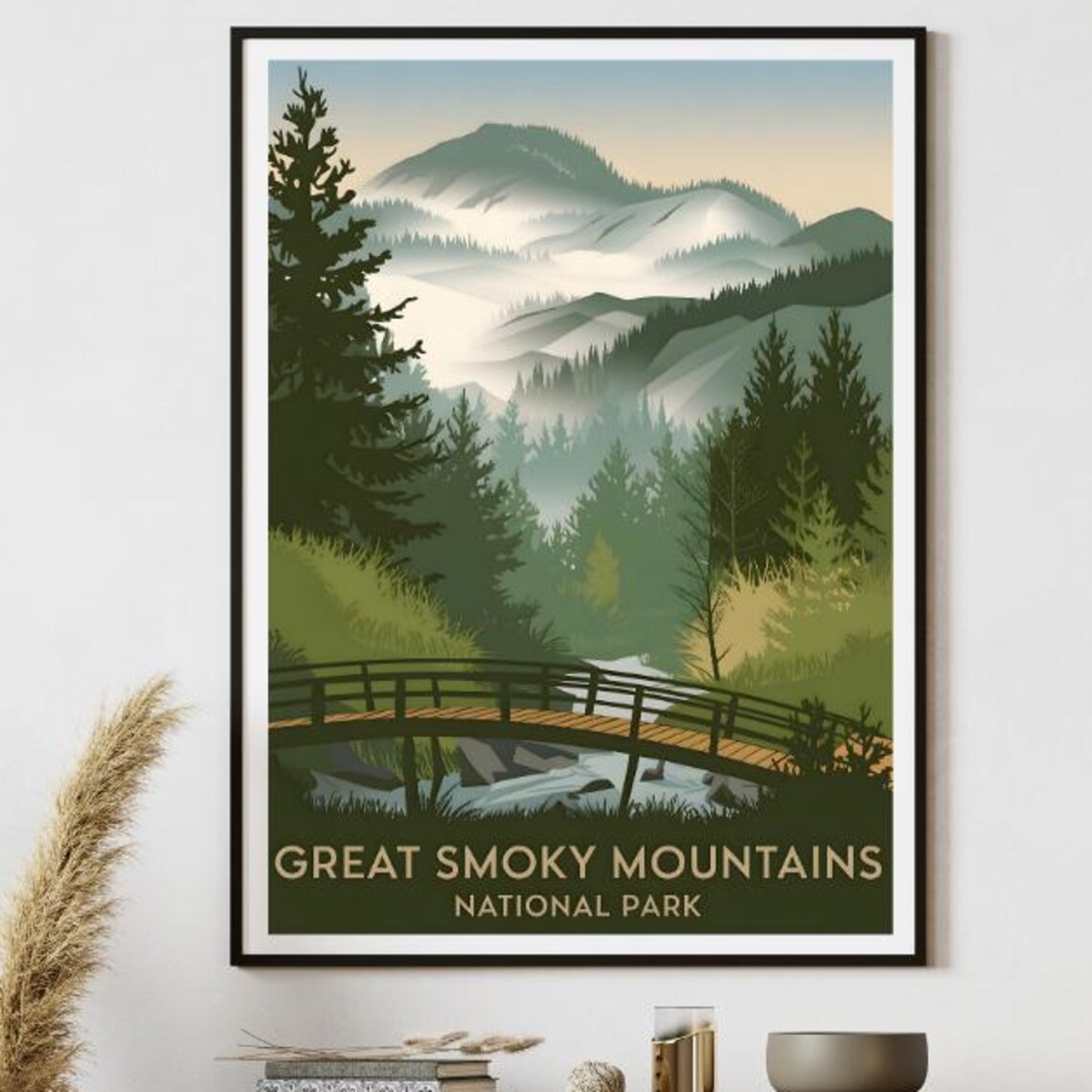 Great Smoky Mountains National Park Misty Forest Bridge Poster