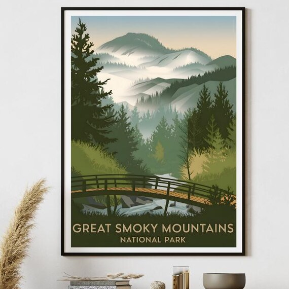 Great Smoky Mountains National Park Misty Forest Bridge Poster