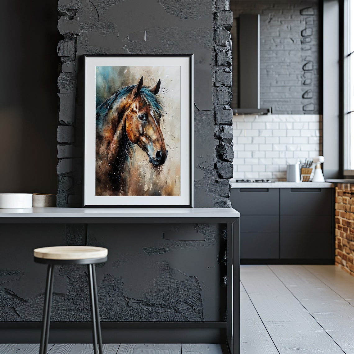 Brown Horse Painting Wall Art Poster Gift Watercolor Colorful Animal Painting Illustration Nature Wall Art Home Decor Print - Image 3