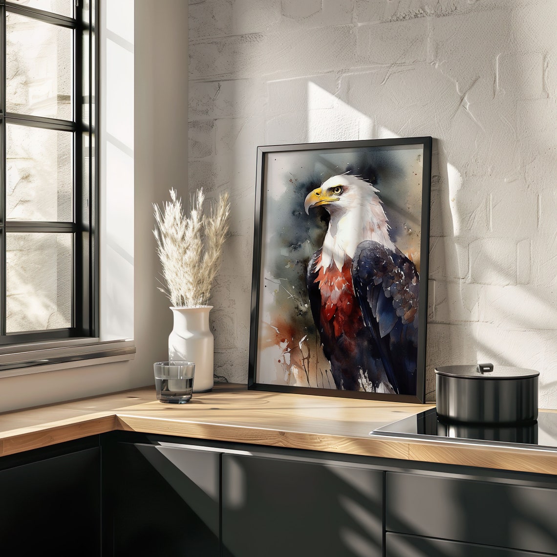 Bald Eagle Perched Watercolor Portrait Wildlife Bird Art Poster - Image 5