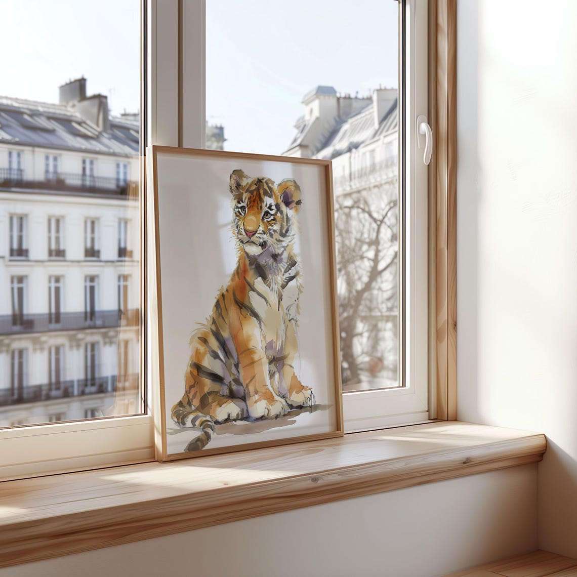 Baby Tiger Cub Sitting Watercolor Cute Jungle Wildlife Poster - Image 3