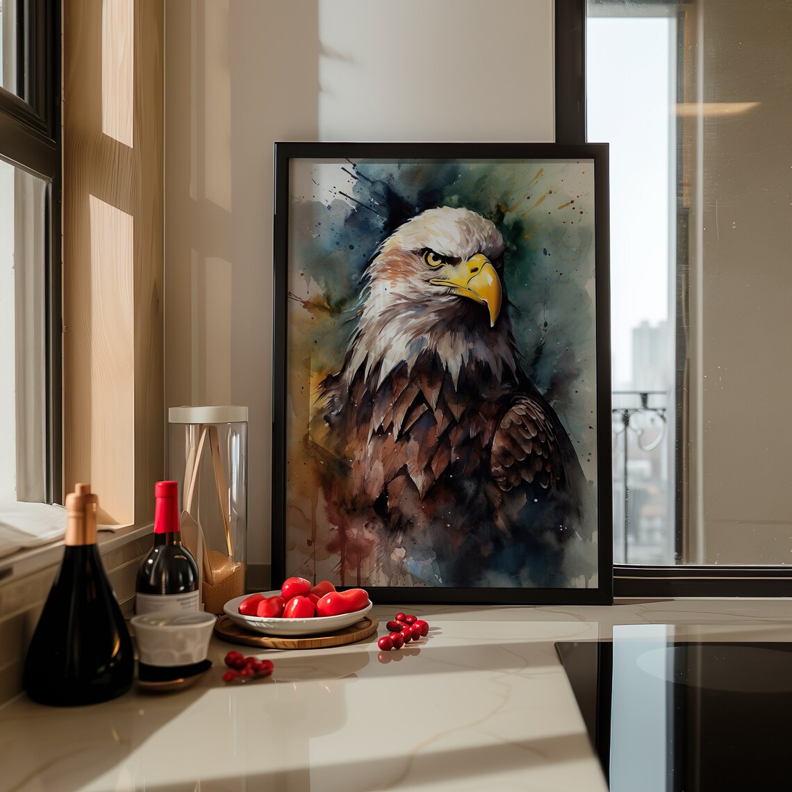 Bald Eagle Portrait Watercolor Majestic Bird of Prey Art Poster - Image 5