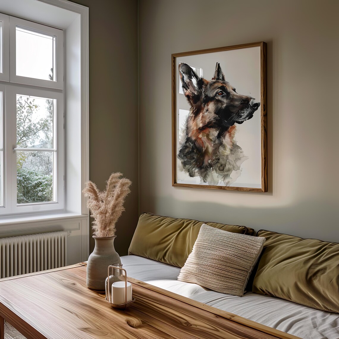 German Shepherd Watercolor Dog Portrait Profile Noble Art Poster - Image 5