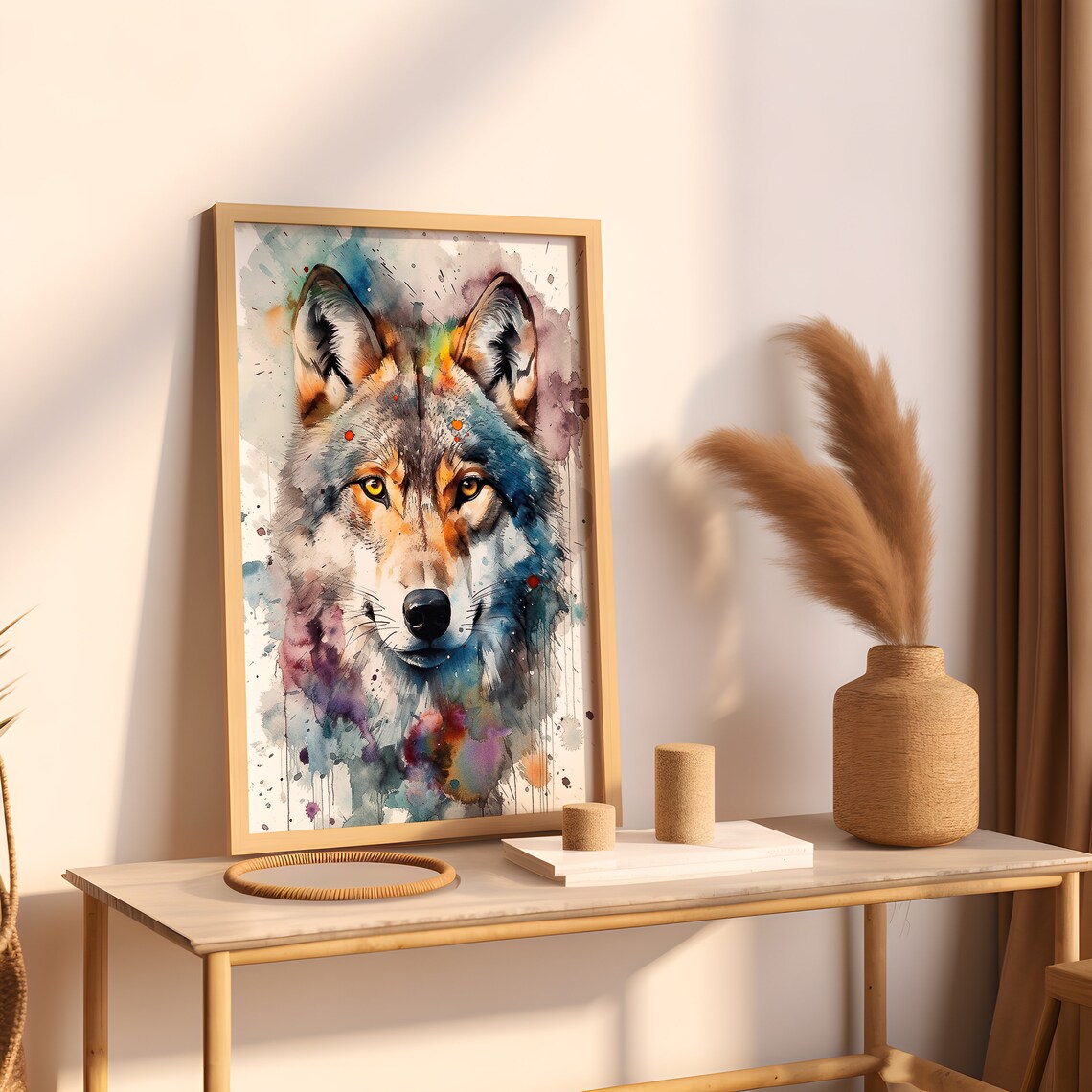 Gray Wolf Watercolor Portrait Wild Animal Wildlife Art Poster - Image 3