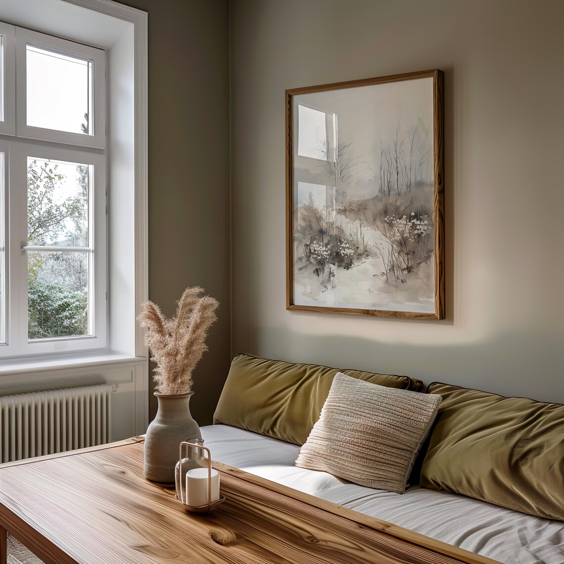 Neutral Wildflower Meadow Painting Soft Gray Botanical Landscape Poster - Image 5