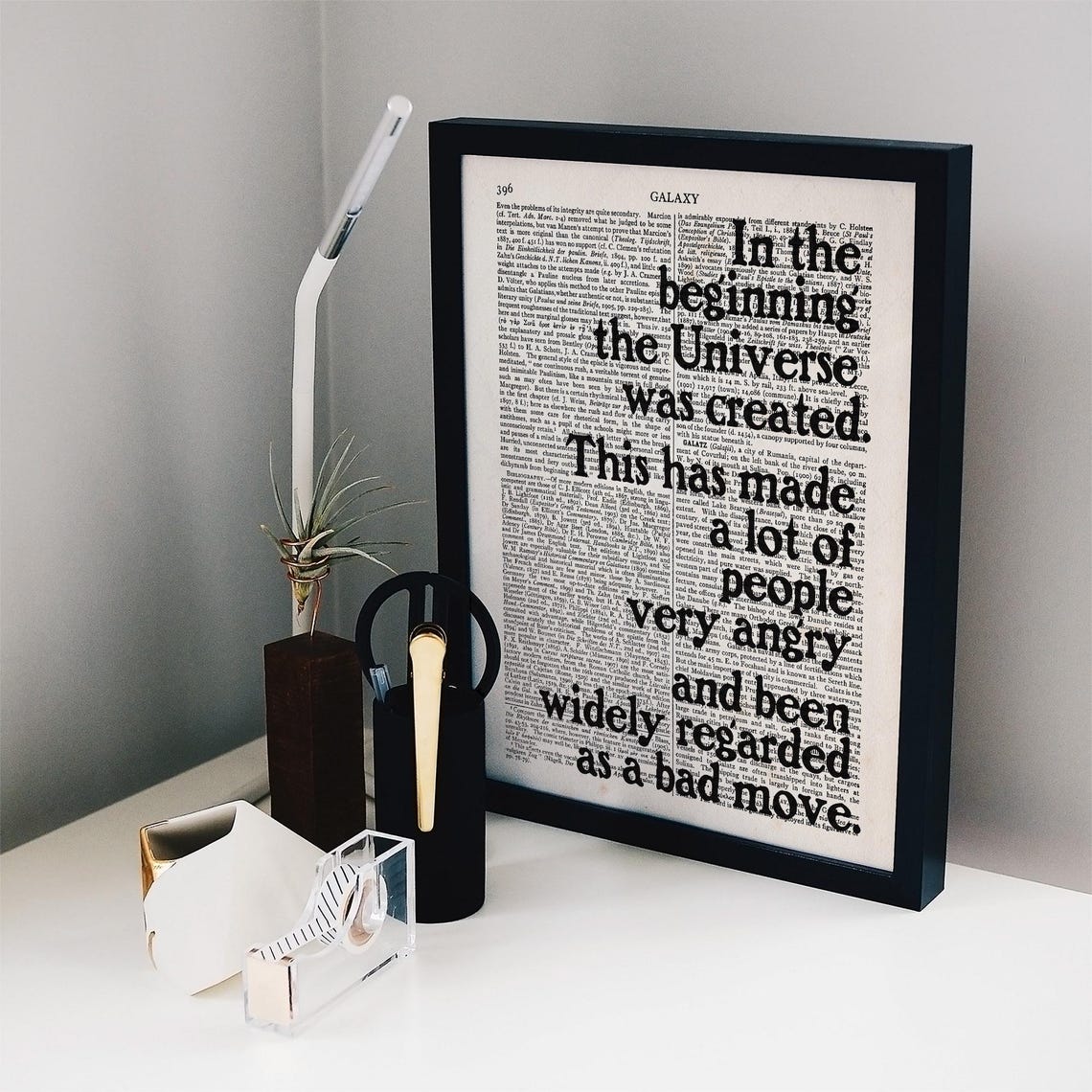 Douglas Adams In The Beginning The Universe Was Created Quote Poster - Image 2