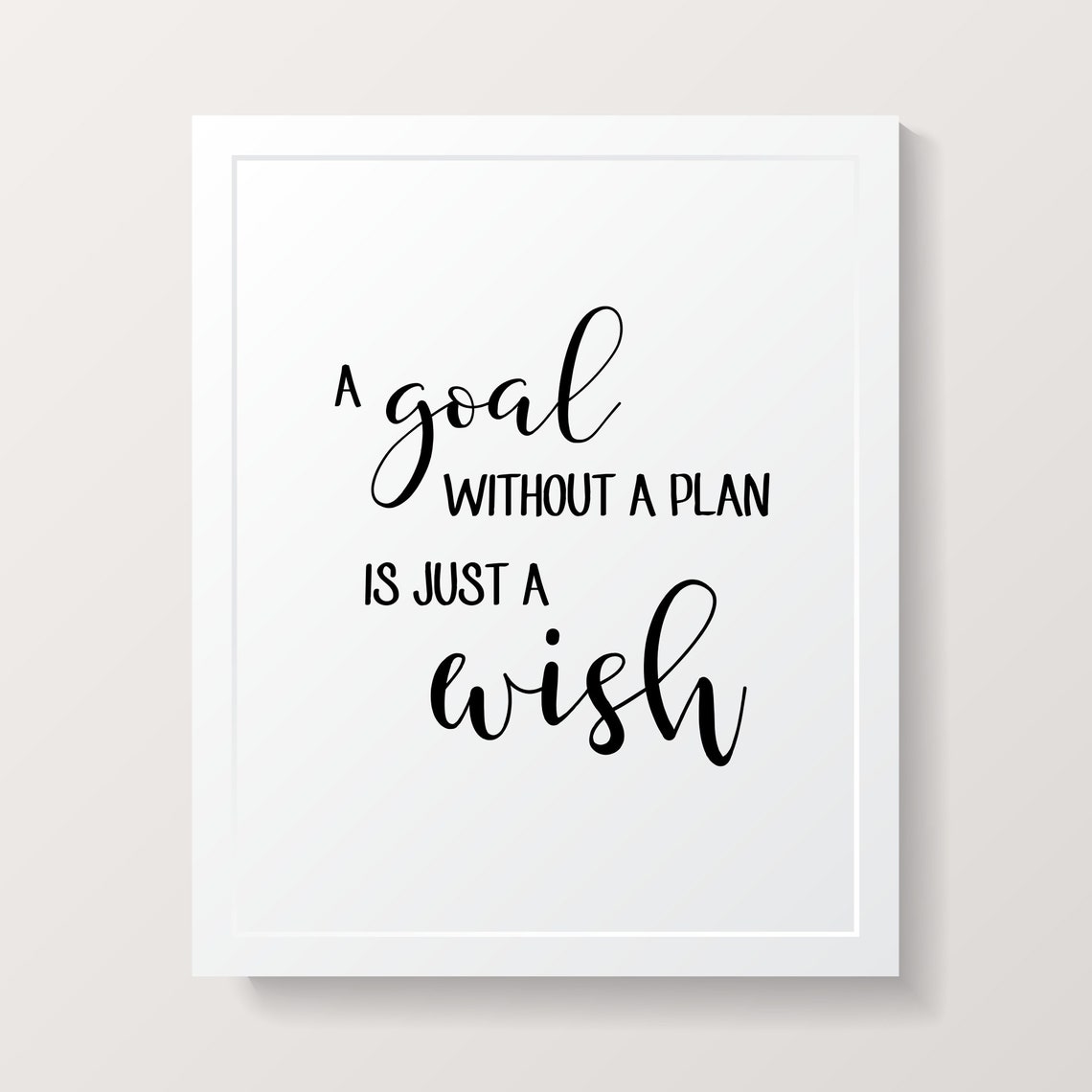 A Goal Without a Plan Is Just a Wish Quote Typography Poster