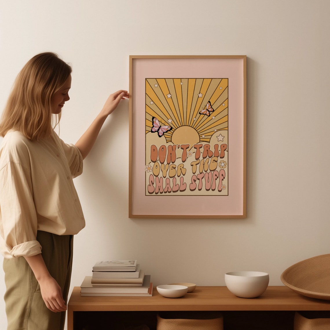 Don't Trip Over the Small Stuff Retro Sunshine Groovy Quote Poster - Image 3