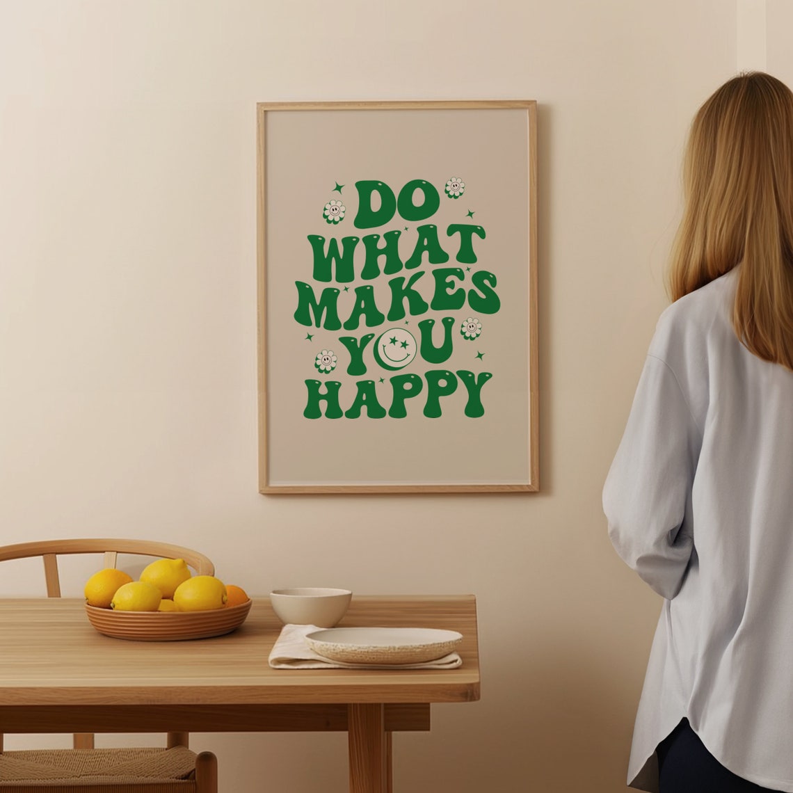 Do What Makes You Happy Bold Green Groovy Retro Lettering Poster - Image 4