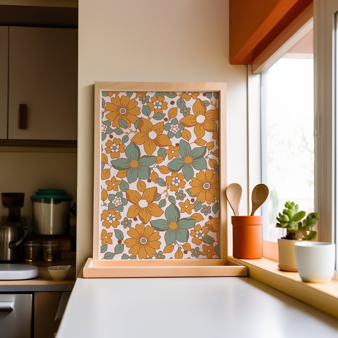 Retro Flower Floral Poster, Aesthetic Wall Decor - Image 2