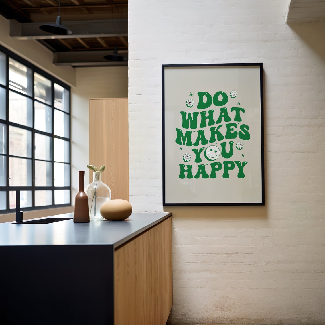 Do What Makes You Happy Bold Green Groovy Retro Lettering Poster - Image 2