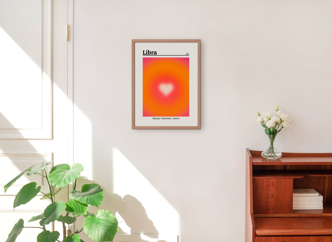 Libra Zodiac Sign Heart Aura Gradient Spiritual Astrology Art Poster - Image 3
