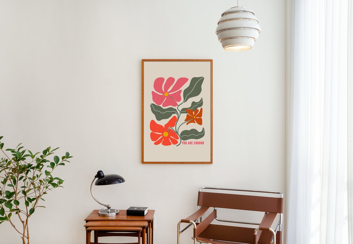 Retro Floral Art Print, Boho Flower Sign - Image 3