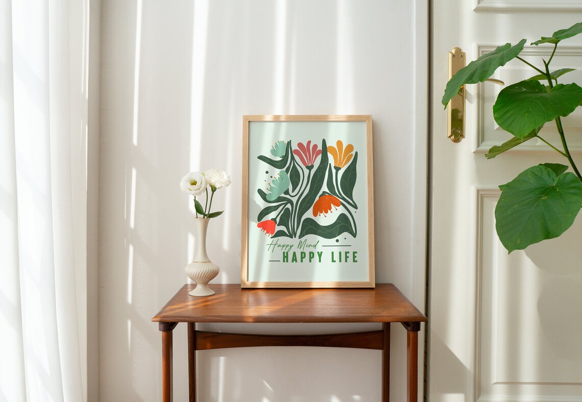 Boho Floral Botanical Art Print, Aesthetic Gallery - Image 4