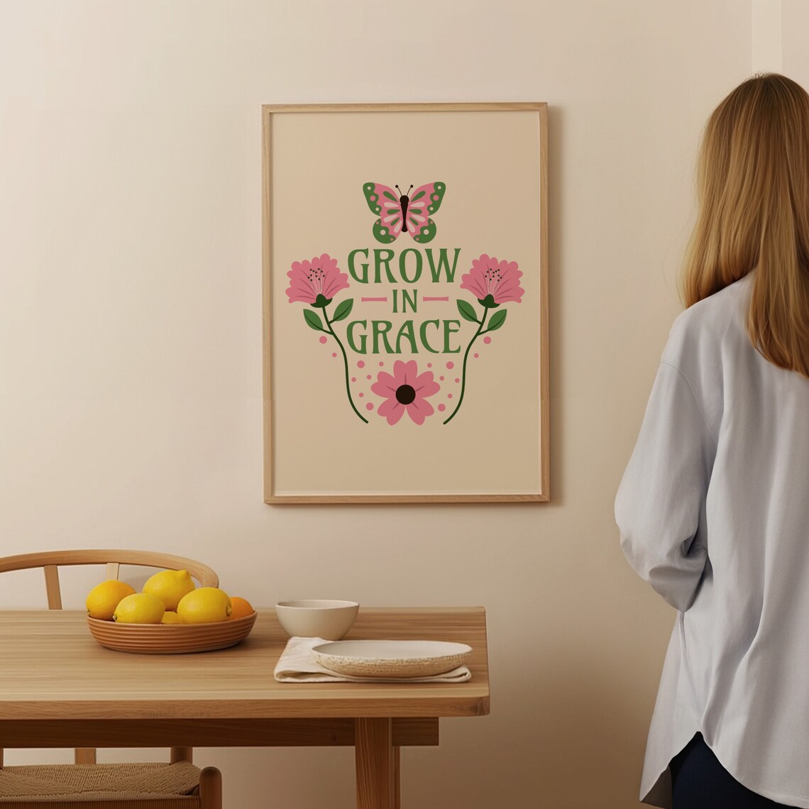 Bible Verse Wall Art Grow In Grace Flower Wall Art Floral Christian Poster Wall Art Bible Wall Art Print Christian Gifts - Image 3