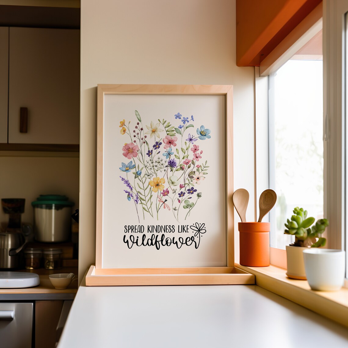 Spread Kindness Like Wildflower Watercolor Bouquet Floral Poster - Image 2