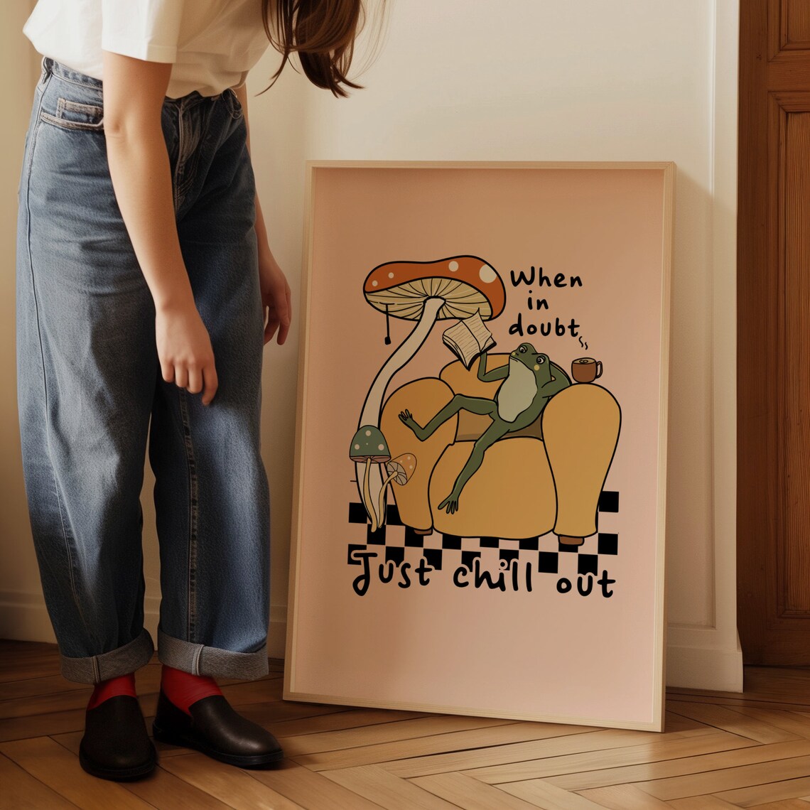 Retro Frog Mushroom Quote Poster, Wall Art Print - Image 2