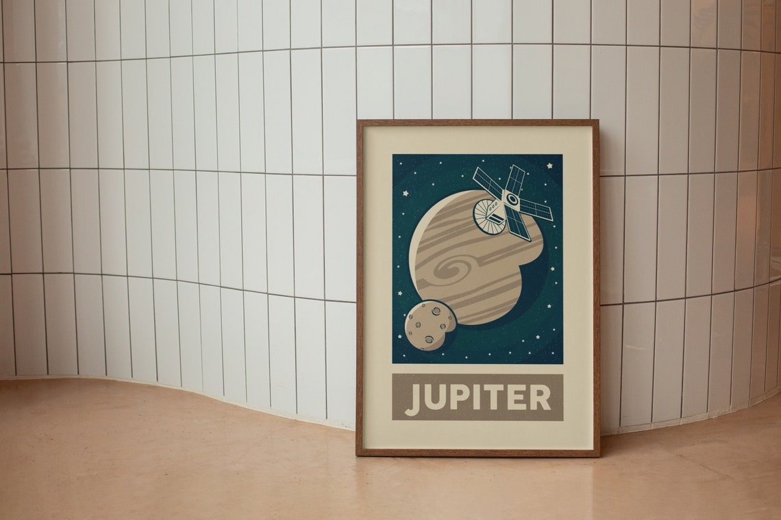 Jupiter Gas Giant Satellite Vintage Retro Solar System Space Poster - Image 2