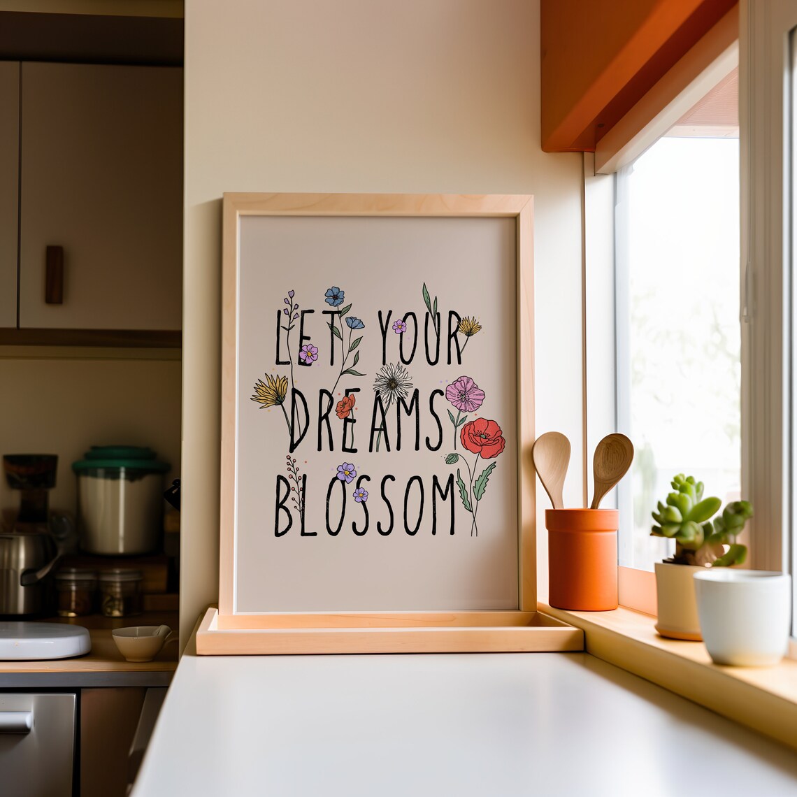 Hippie Flower Quote Retro Poster, Floral Decor - Image 2