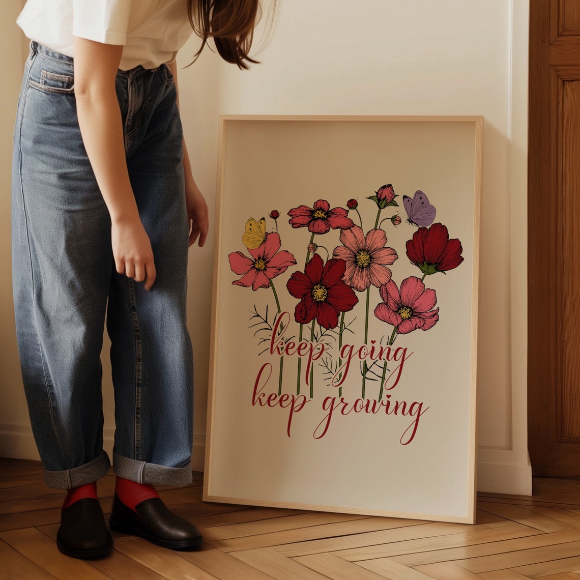Keep Going Keep Growing Wildflower Floral Script Inspirational Poster - Image 4